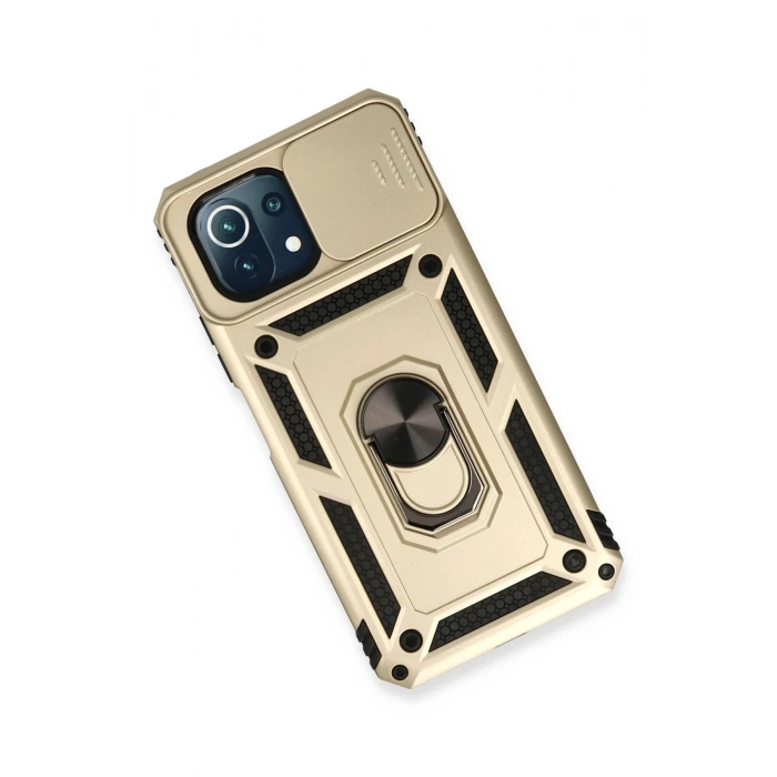 Xiaomi Mİ 11 Lite Kılıf Pars Lens Yüzüklü Silikon - Gold
