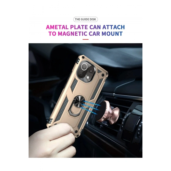 Xiaomi Mİ 11 Lite Kılıf Sofya Yüzüklü Silikon Kapak - Gold