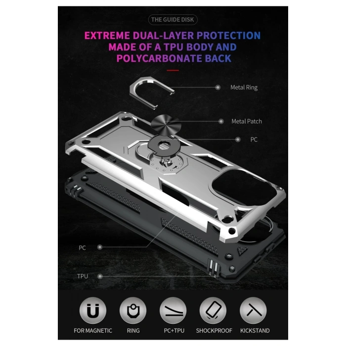 Xiaomi Mİ 11 Lite Kılıf Sofya Yüzüklü Silikon Kapak - Gümüş