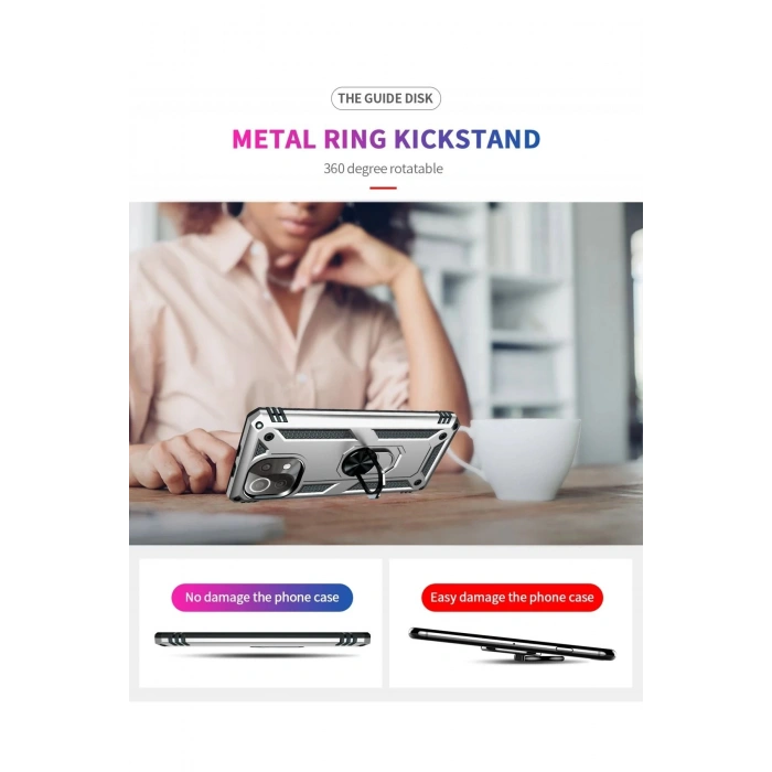 Xiaomi Mİ 11 Lite Kılıf Sofya Yüzüklü Silikon Kapak - Gümüş