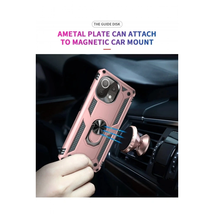 Xiaomi Mİ 11 Lite Kılıf Sofya Yüzüklü Silikon Kapak - Rose