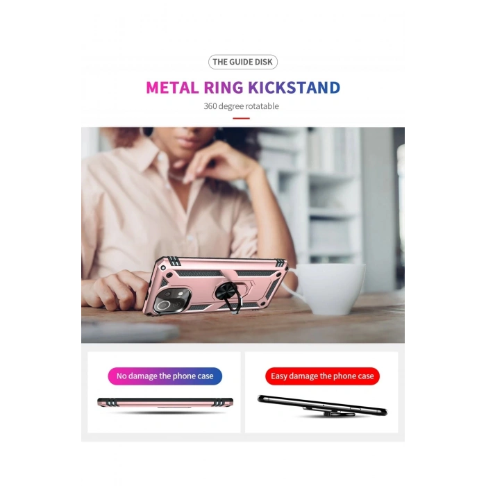 Xiaomi Mİ 11 Lite Kılıf Sofya Yüzüklü Silikon Kapak - Rose