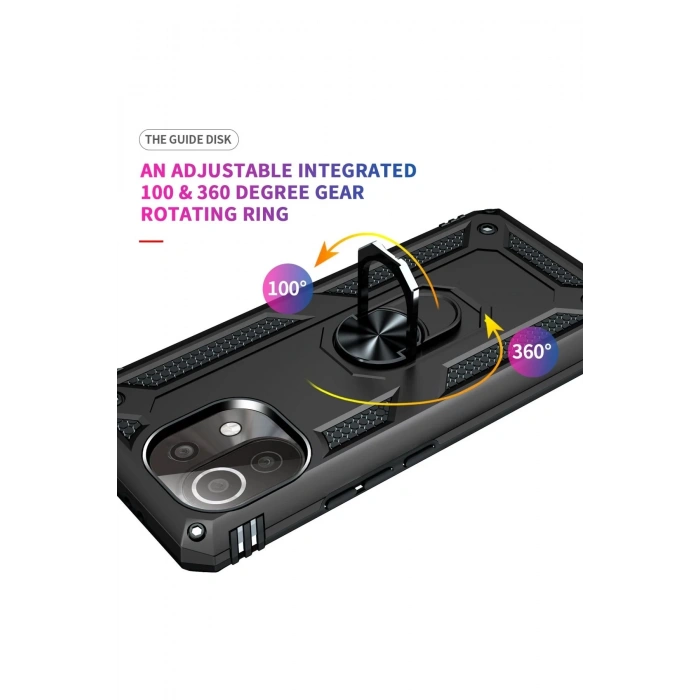 Xiaomi Mİ 11 Lite Kılıf Sofya Yüzüklü Silikon Kapak - Siyah