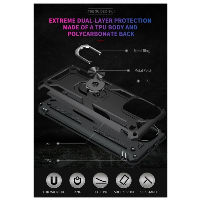 Xiaomi Mİ 11 Lite Kılıf Sofya Yüzüklü Silikon Kapak - Siyah