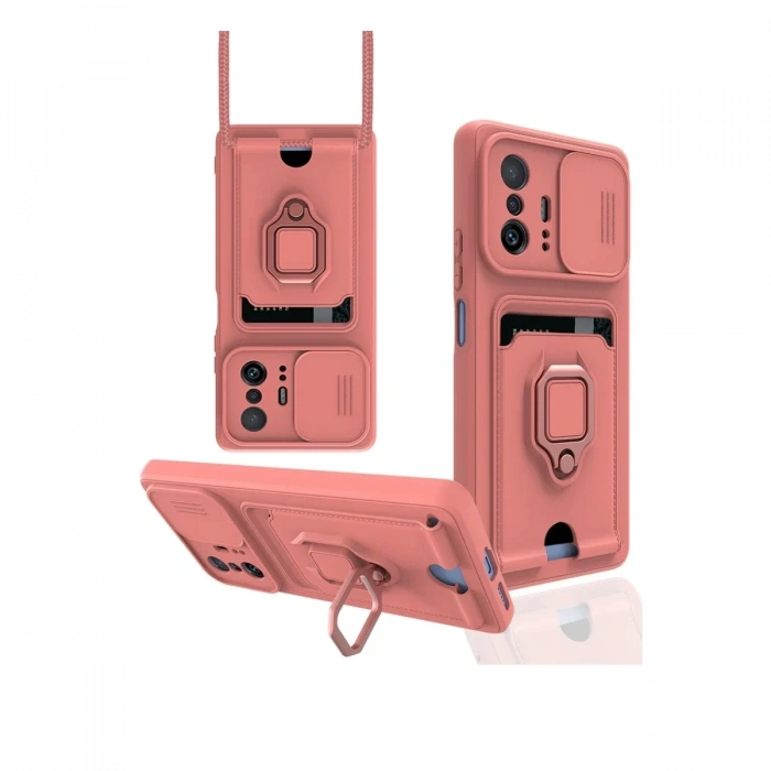 Xiaomi Mi 11T Pro Kılıf Zuma Kartvizitli Yüzüklü Silikon - Pembe