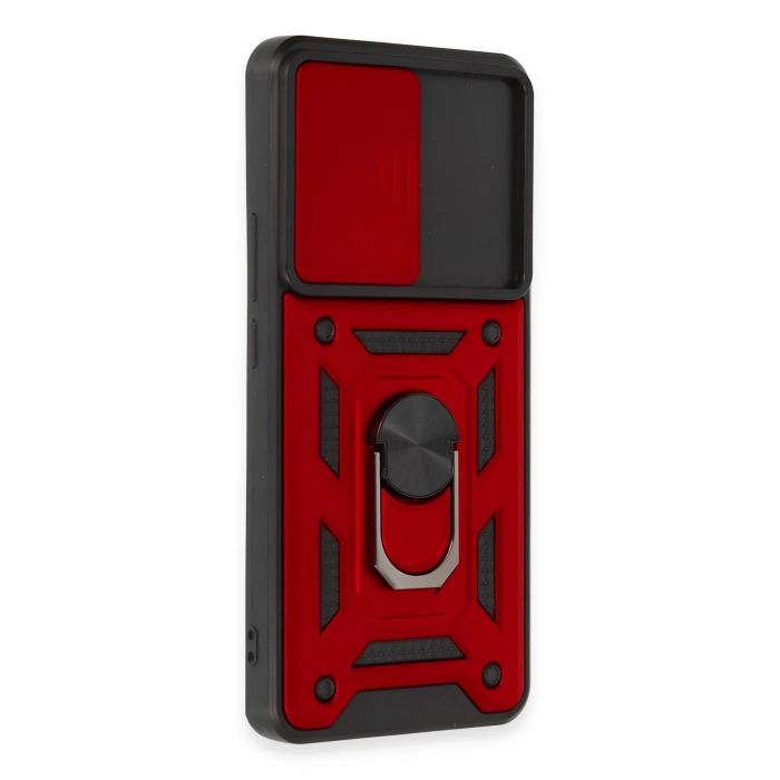 Xiaomi Mi 12T Pro Kılıf Pars Lens Yüzüklü Silikon - Kırmızı