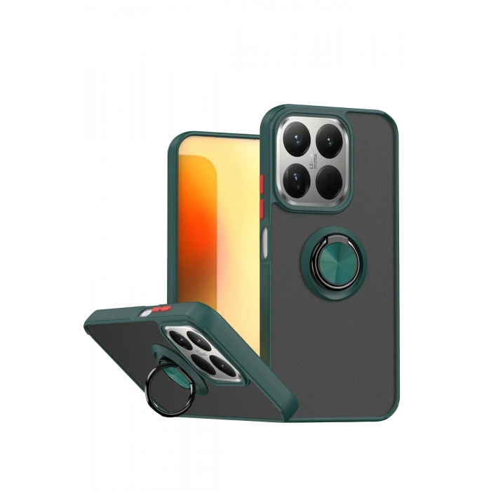 Xiaomi Mi 15T Montreal Yüzüklü Silikon Kapak - Yeşil