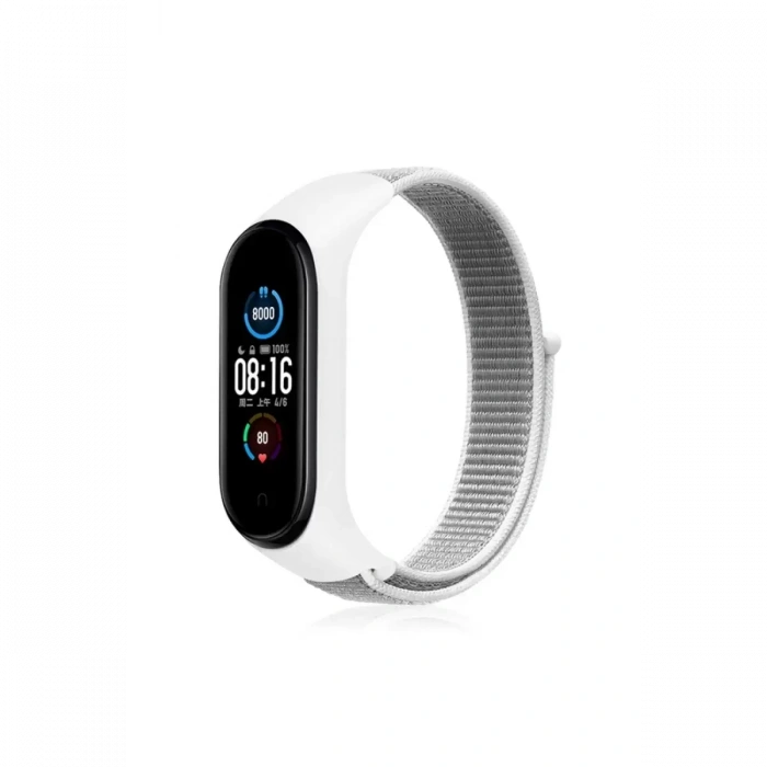 Xiaomi Mi Band 4 Hasırlı Cırtcırtlı Kordon - Beyaz
