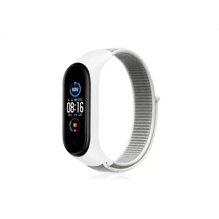 Xiaomi Mi Band 4 Hasırlı Cırtcırtlı Kordon - Beyaz