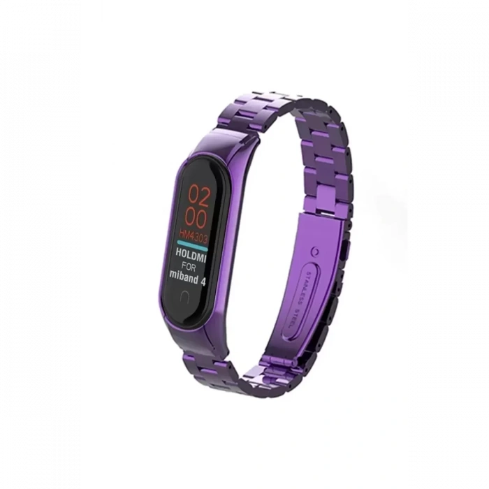 Xiaomi Mi Band 4 Metal Baklalı Kordon - Mor