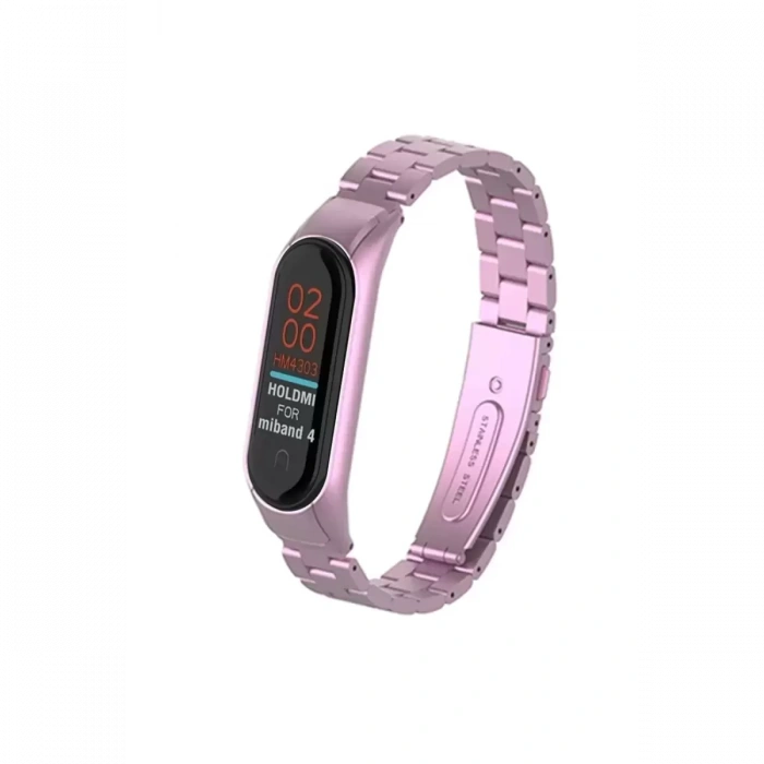 Xiaomi Mi Band 4 Metal Baklalı Kordon - Rose