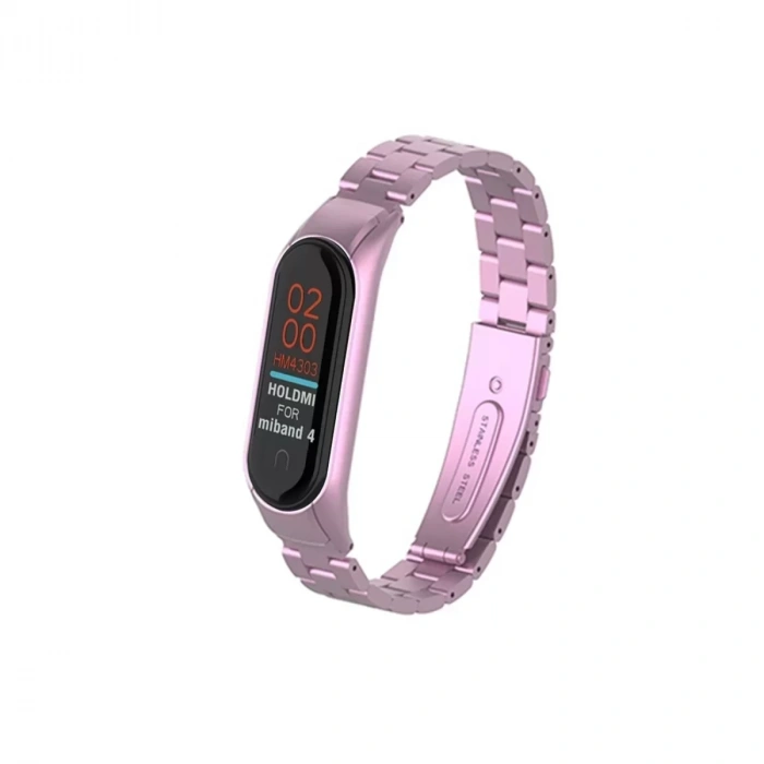 Xiaomi Mi Band 4 Metal Baklalı Kordon - Rose