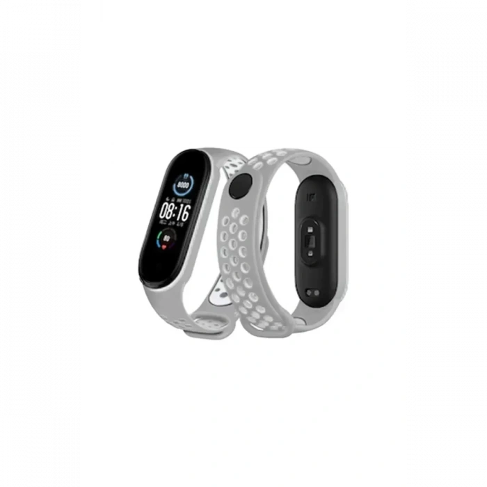 Xiaomi Mi Band 4 Spor Delikli Kordon - Gri-Beyaz
