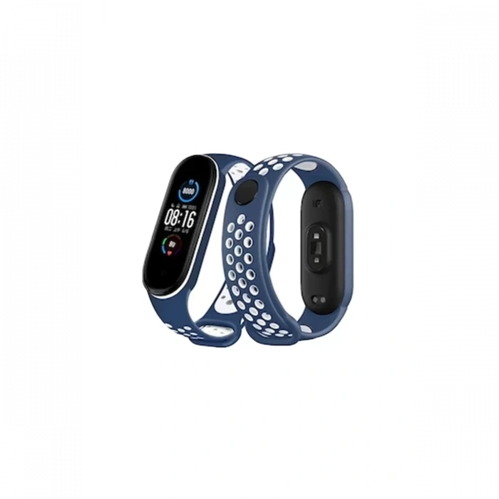 Xiaomi Mi Band 4 Spor Delikli Kordon - Lacivert-Beyaz