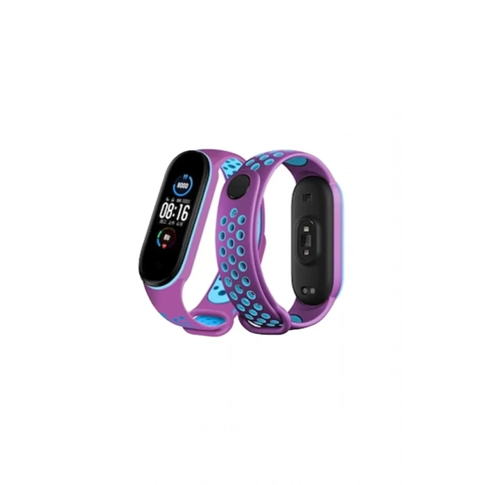 Xiaomi Mi Band 4 Spor Delikli Kordon - Mor-Mavi