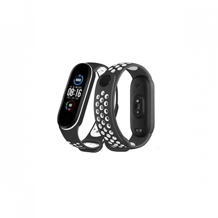 Xiaomi Mi Band 4 Spor Delikli Kordon - Siyah-Beyaz