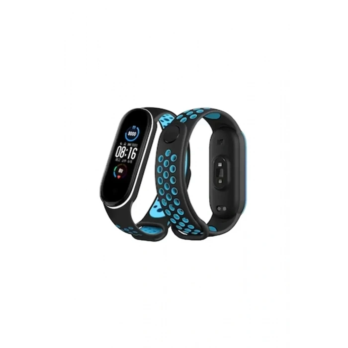 Xiaomi Mi Band 4 Spor Delikli Kordon - Siyah-Turkuaz