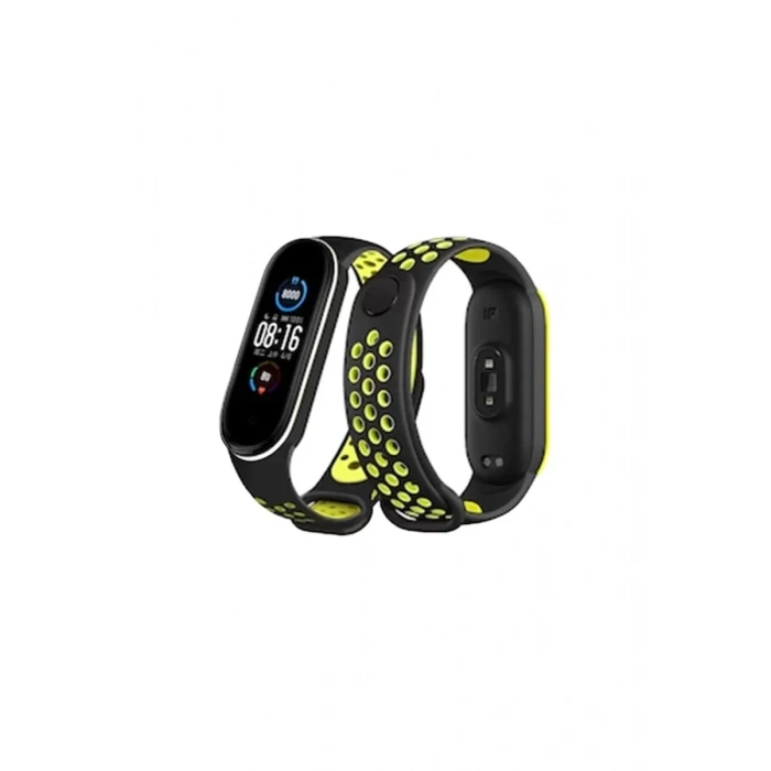 Xiaomi Mi Band 4 Spor Delikli Kordon - Siyah-Yeşil-Beyaz