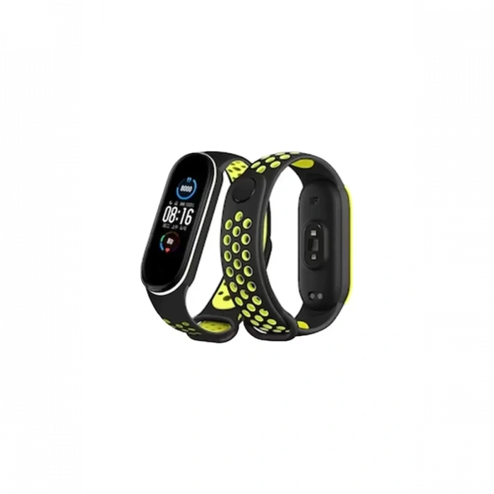Xiaomi Mi Band 4 Spor Delikli Kordon - Siyah-Yeşil-Beyaz