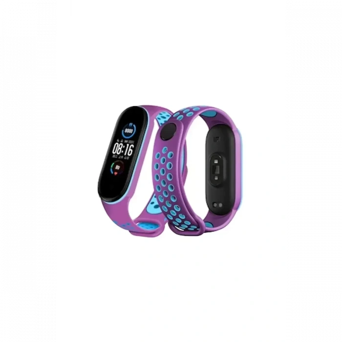 Xiaomi Mi Band 6 Spor Delikli Kordon - Mor-Mavi