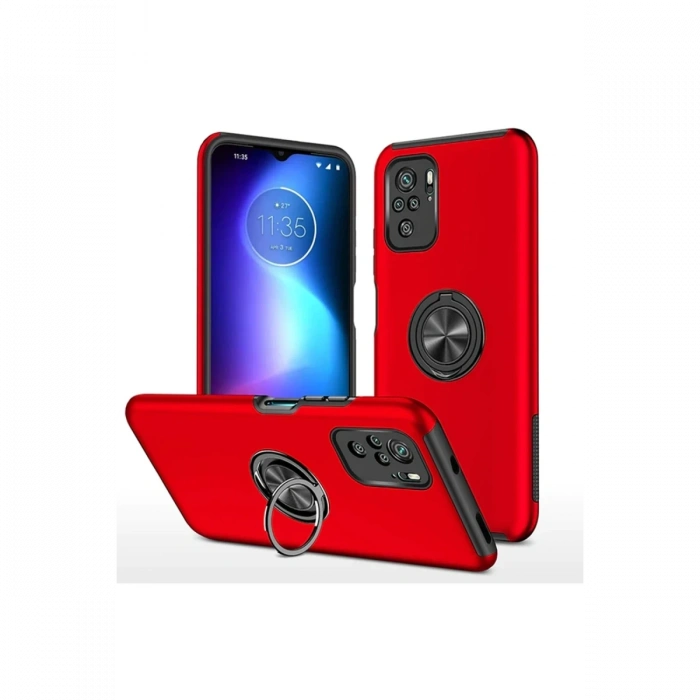 Xiaomi Poco F3 Kılıf Elit Yüzüklü Kapak - Kırmızı