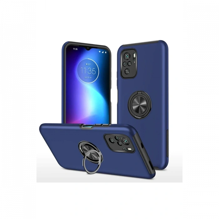 Xiaomi Poco F3 Kılıf Elit Yüzüklü Kapak - Lacivert