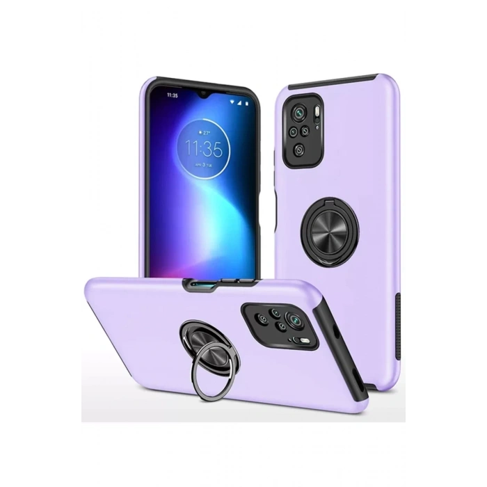 Xiaomi Poco F3 Kılıf Elit Yüzüklü Kapak - Mor