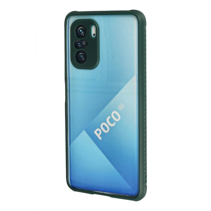 Xiaomi Poco F3 Kılıf Miami Şeffaf Silikon - Koyu Yeşil