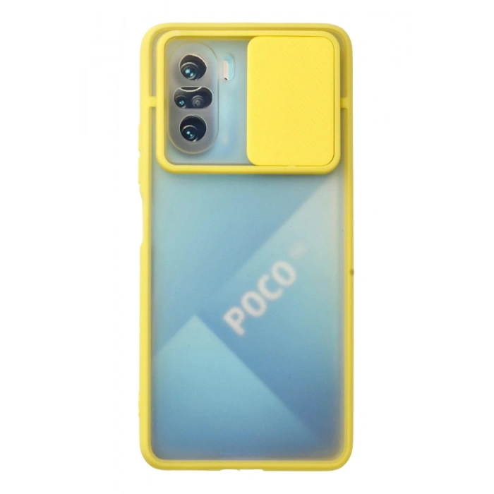 Xiaomi Poco F3 Kılıf Palm Buzlu Kamera Sürgülü Silikon - Sarı