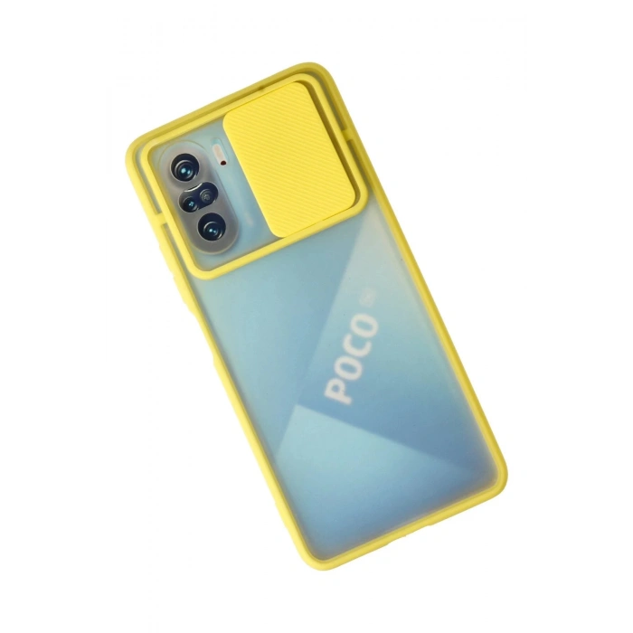 Xiaomi Poco F3 Kılıf Palm Buzlu Kamera Sürgülü Silikon - Sarı