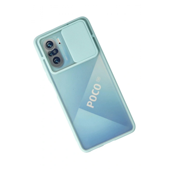 Xiaomi Poco F3 Kılıf Palm Buzlu Kamera Sürgülü Silikon - Turkuaz