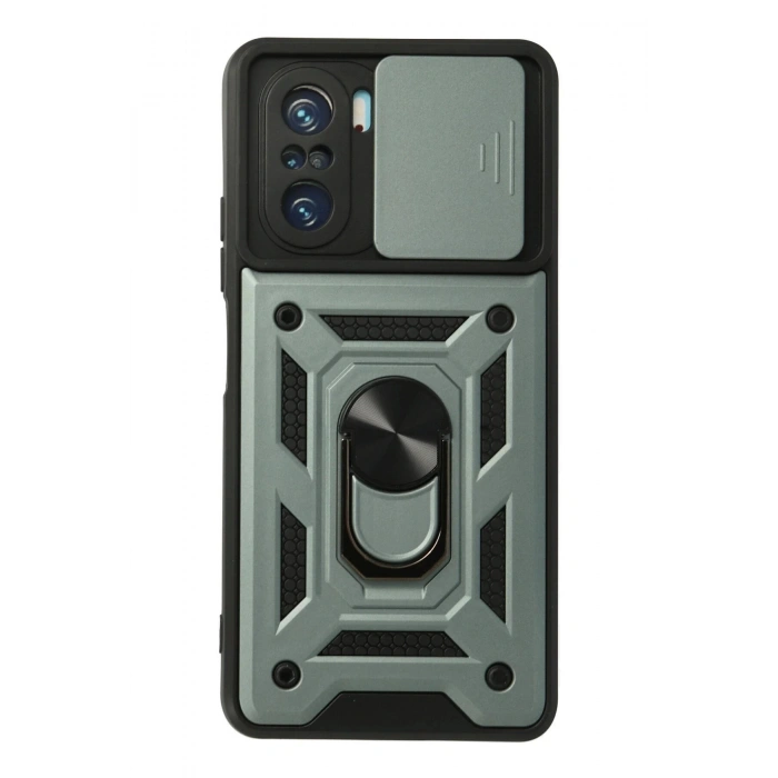 Xiaomi Poco F3 Kılıf Pars Lens Yüzüklü Silikon - Yeşil