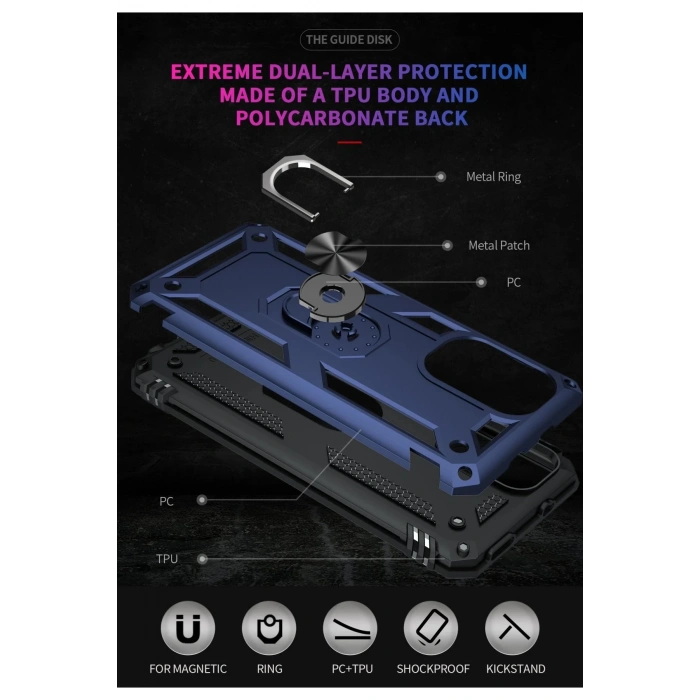 Xiaomi Poco F3 Kılıf Sofya Yüzüklü Silikon Kapak - Lacivert