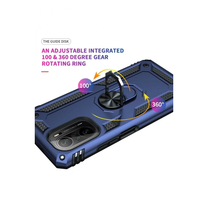 Xiaomi Poco F3 Kılıf Sofya Yüzüklü Silikon Kapak - Lacivert