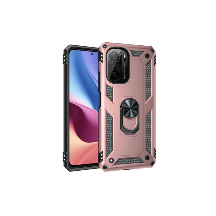 Xiaomi Poco F3 Kılıf Sofya Yüzüklü Silikon Kapak - Rose