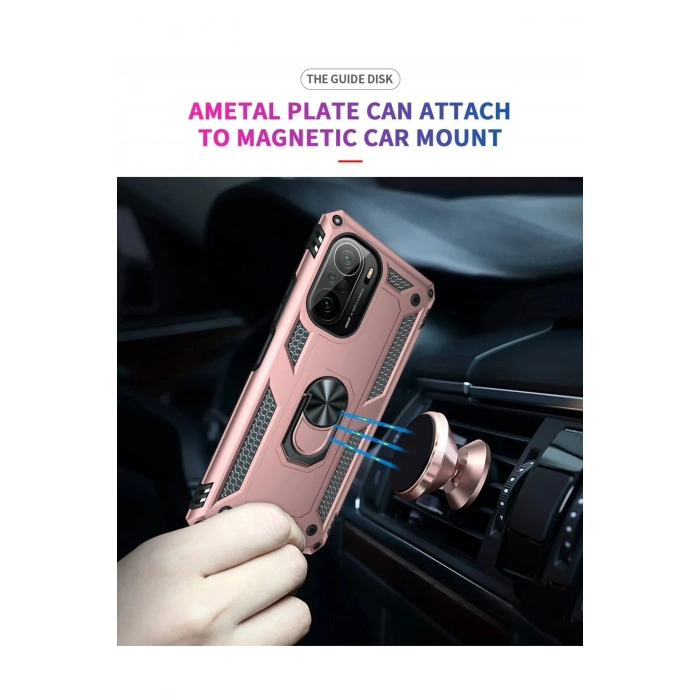 Xiaomi Poco F3 Kılıf Sofya Yüzüklü Silikon Kapak - Rose