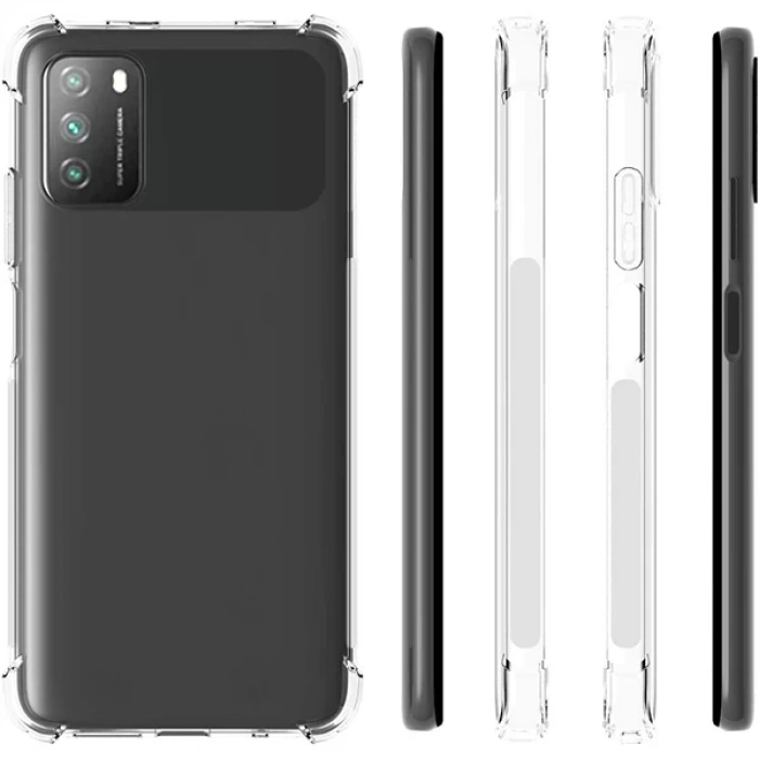 Xiaomi Poco M3 Kamera Korumalı Shockproof Darbe Emici Silikon Kılıf-(5775)