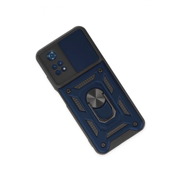 Xiaomi Poco M4 Pro 4G Kılıf Pars Lens Yüzüklü Silikon - Lacivert