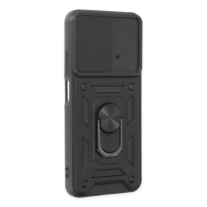 Xiaomi Poco M4 Pro 4G Kılıf Pars Lens Yüzüklü Silikon - Siyah