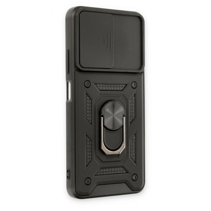 Xiaomi Poco M4 Pro 5G Kılıf Pars Lens Yüzüklü Silikon - Siyah