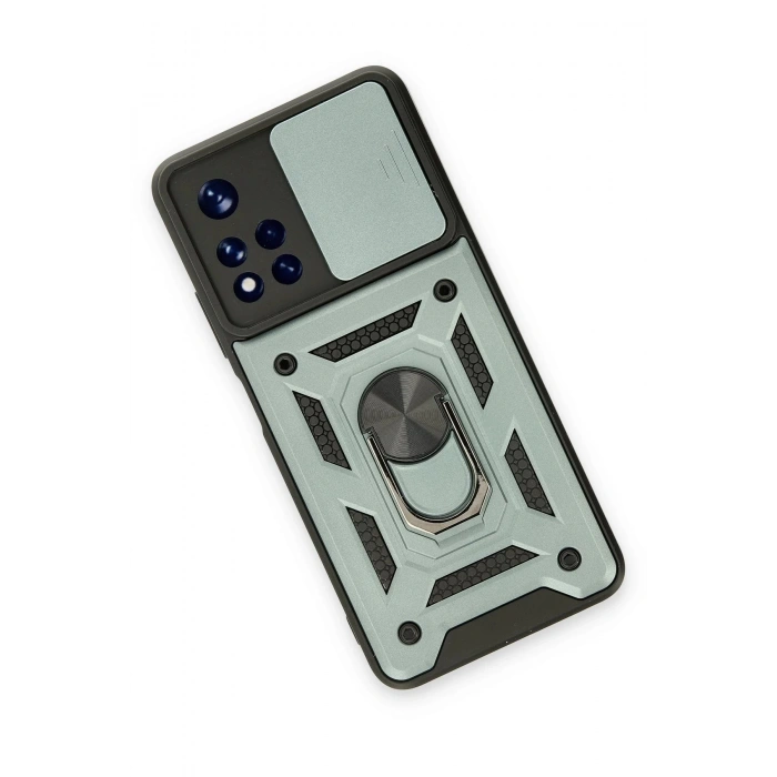 Xiaomi Poco M4 Pro 5G Kılıf Pars Lens Yüzüklü Silikon - Yeşil