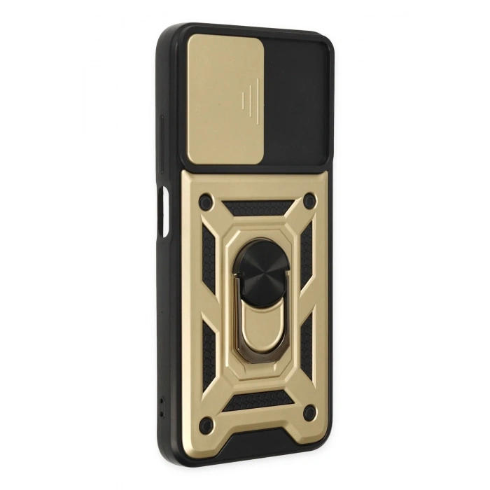 Xiaomi Poco M5 Kılıf Pars Lens Yüzüklü Silikon - Gold