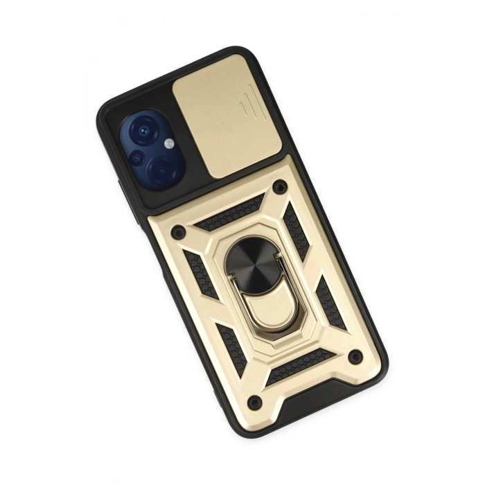 Xiaomi Poco M5 Kılıf Pars Lens Yüzüklü Silikon - Gold