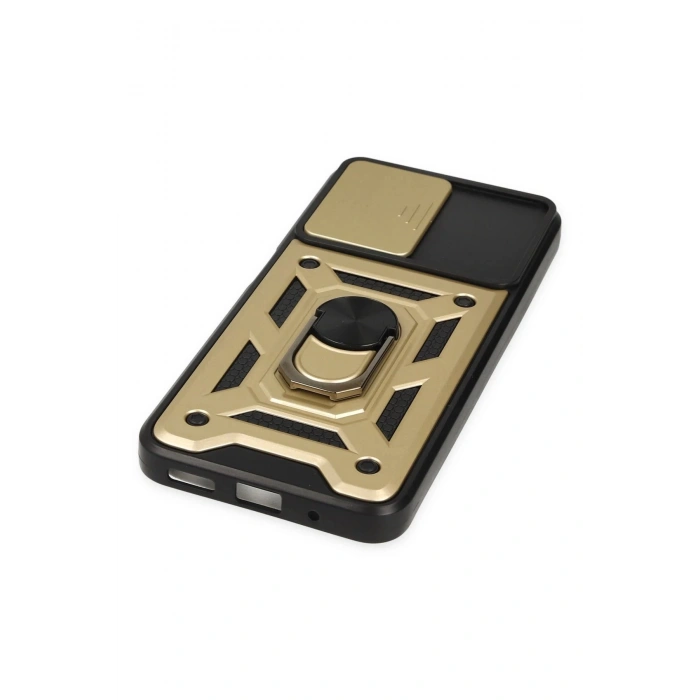 Xiaomi Poco M5 Kılıf Pars Lens Yüzüklü Silikon - Gold