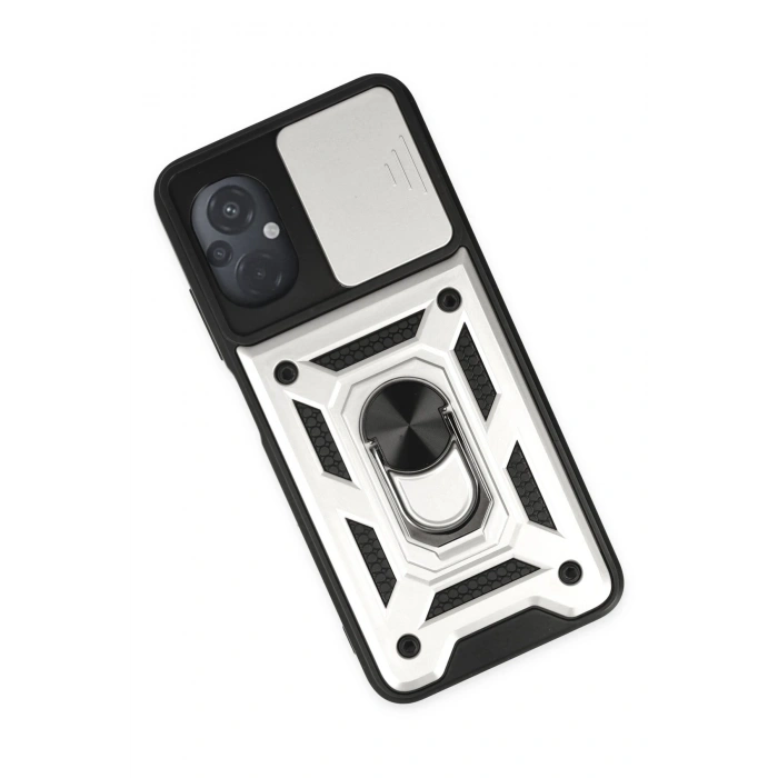 Xiaomi Poco M5 Kılıf Pars Lens Yüzüklü Silikon - Gümüş