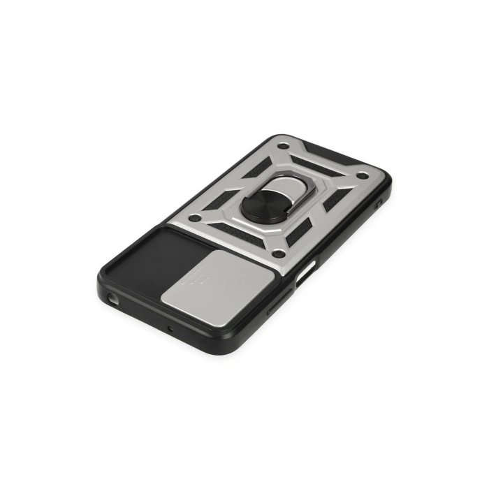 Xiaomi Poco M5 Kılıf Pars Lens Yüzüklü Silikon - Gümüş