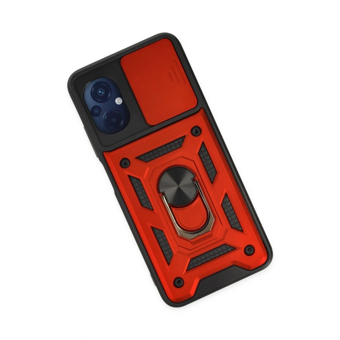 Xiaomi Poco M5 Kılıf Pars Lens Yüzüklü Silikon - Kırmızı