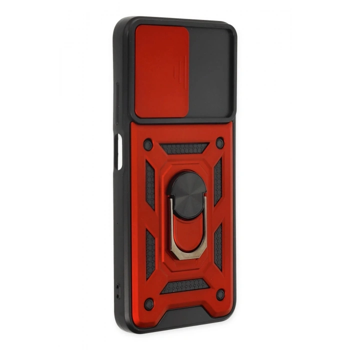 Xiaomi Poco M5 Kılıf Pars Lens Yüzüklü Silikon - Kırmızı