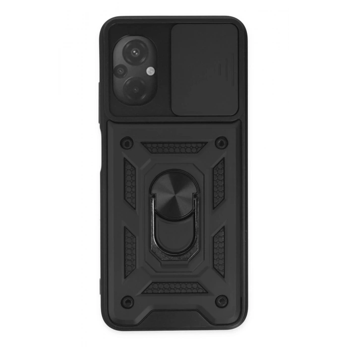 Xiaomi Poco M5 Kılıf Pars Lens Yüzüklü Silikon - Siyah