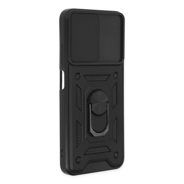 Xiaomi Poco M5 Kılıf Pars Lens Yüzüklü Silikon - Siyah